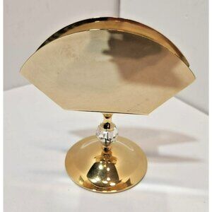 Vtg Gold Plated Napkin Holder Made with Swarovski Crystal Ball Albarello Style